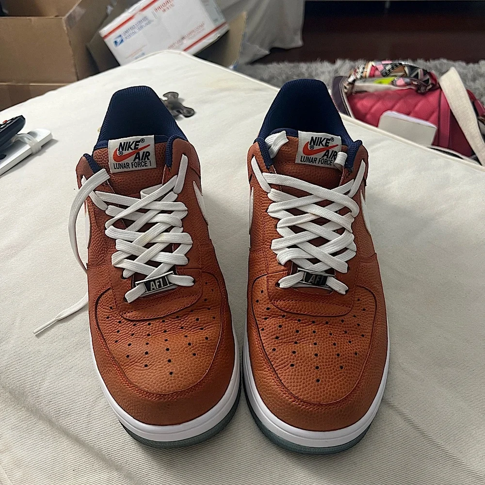 Men’s Nike Air Force 1 Lunar size 11.5 Orange & Royal Blue 2014 Low Tops - Picture 8 of 9